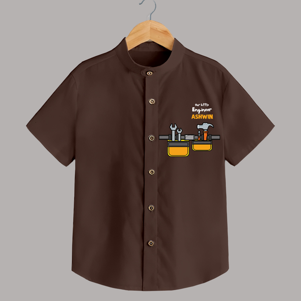  Little Engineer Tool Master Shirt - CHOCOLATE BROWN - 0 - 6 Months Old (Chest 23")
