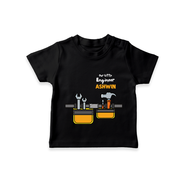 Our Little Engineer Tshirt | Custom Baby Tshirt for Festival and Learning - BLACK - 0-5 Months Old (Chest 17")