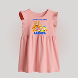 Ayudha Puja Teddy Blessings Baby Frock - BABY PINK - 0 - 3 Months Old (Chest 17")