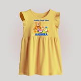 Ayudha Puja Teddy Blessings Baby Frock - PASTEL YELLOW - 0 - 3 Months Old (Chest 17")
