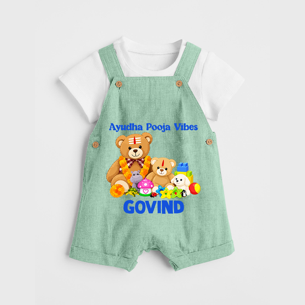 Ayudha Puja Teddy Blessings Dungaree - MINT GREEN - 0 - 5 Months Old (Chest 18")