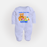 Ayudha Puja Teddy Blessings Full Body Suit - BABY BLUE - New Born (Chest 7.5")