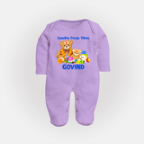 Ayudha Puja Teddy Blessings Full Body Suit - LILAC - New Born (Chest 7.5")
