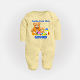 Ayudha Puja Teddy Blessings Full Body Suit - PASTEL YELLOW - New Born (Chest 7.5")