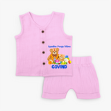 Ayudha Puja Teddy Blessings Jabla Set - BABY PINK - 0 - 3 Months Old (Chest 9.8")
