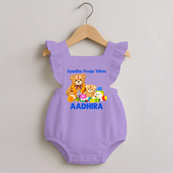 Ayudha Puja Teddy Blessings Romper Frock - LILAC - 0 - 3 Months Old (Chest 19")