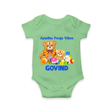 Ayudha Puja Teddy Blessings Romper - GREEN - New Born (Chest 14")