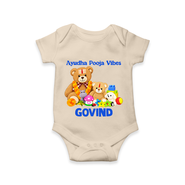 Ayudha Puja Teddy Blessings Romper - IVORY - New Born (Chest 14")