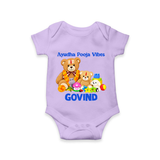 Ayudha Puja Teddy Blessings Romper - LILAC - New Born (Chest 14")