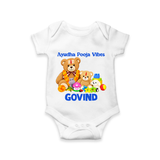 Ayudha Puja Teddy Blessings Romper - WHITE - New Born (Chest 14")