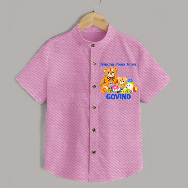 Ayudha Puja Teddy Blessings  Shirt - BABY PINK - 0 - 6 Months Old (Chest 23")