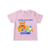 Ayudha Puja Teddy Blessings T Shirt - BABY PINK - 0-5 Months Old (Chest 17")