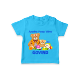 Ayudha Puja Teddy Blessings T Shirt - SKY BLUE - 0-5 Months Old (Chest 17")