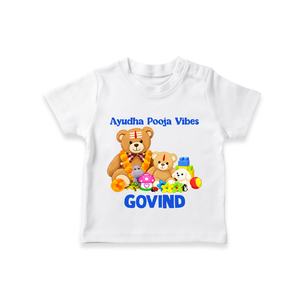Ayudha Puja Teddy Blessings T Shirt - WHITE - 0-5 Months Old (Chest 17")