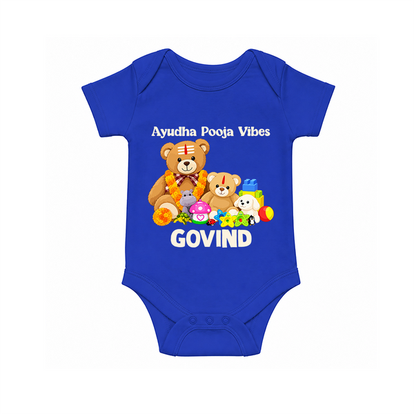 Ayudha Puja Teddy Blessings Romper - COBALT BLUE - New Born (Chest 14")