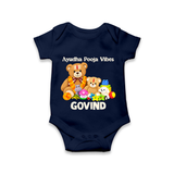 Ayudha Puja Teddy Blessings Romper - NAVY BLUE - New Born (Chest 14")