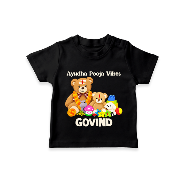 Ayudha Puja Teddy Blessings T Shirt - BLACK - 0-5 Months Old (Chest 17")