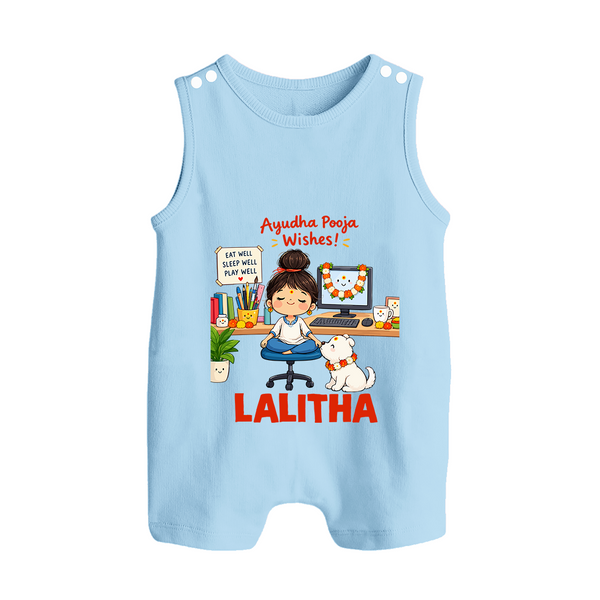 Ayudha Puja Little Creator Button Romper - BABY BLUE - New Born (Chest 18")