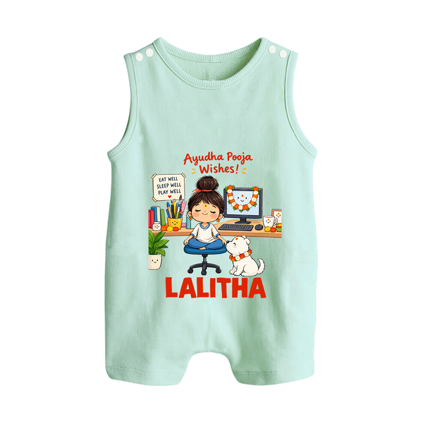 Ayudha Puja Little Creator Button Romper - MINT GREEN - New Born (Chest 18")