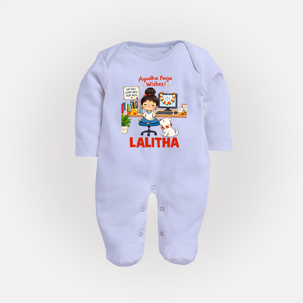 Ayudha Puja Little Creator Full Body Suit - BABY BLUE - New Born (Chest 7.5")