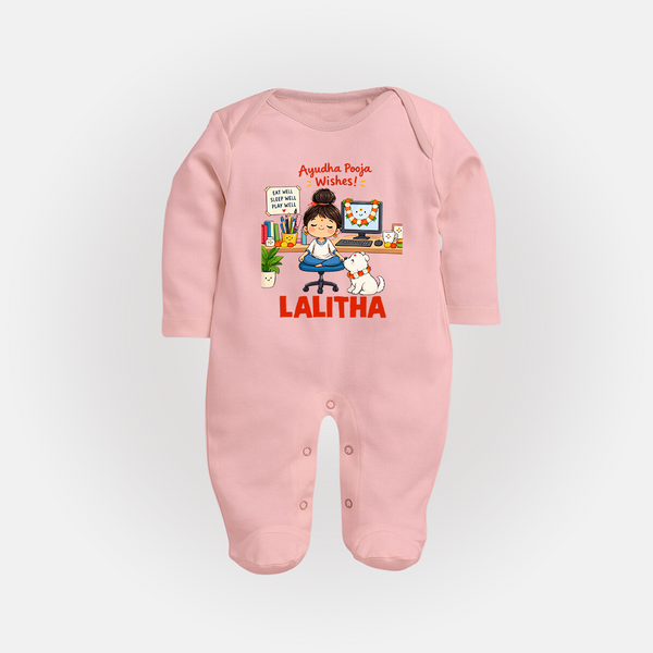 Ayudha Puja Little Creator Full Body Suit - BABY PINK - New Born (Chest 7.5")