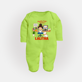 Ayudha Puja Little Creator Full Body Suit - LIME GREEN - New Born (Chest 7.5")