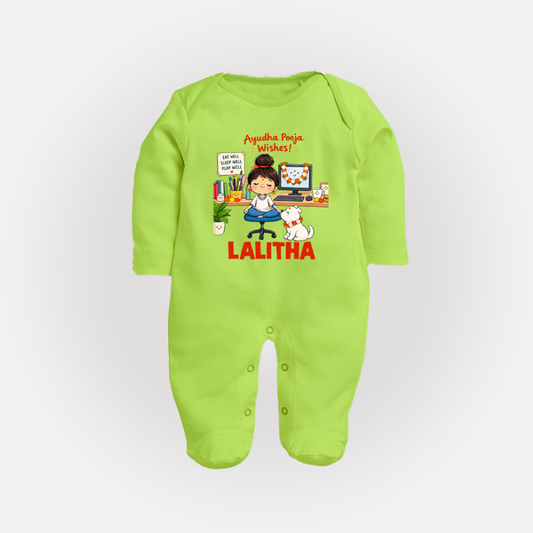 Ayudha Puja Little Creator Full Body Suit - LIME GREEN - New Born (Chest 7.5")