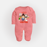 Ayudha Puja Little Creator Full Body Suit - PEACH - New Born (Chest 7.5")