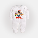 Ayudha Puja Little Creator Full Body Suit - WHITE - New Born (Chest 7.5")