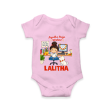 Ayudha Puja Little Creator Romper - BABY PINK - New Born (Chest 14")