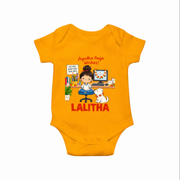 Ayudha Puja Little Creator Romper - CHROME YELLOW - New Born (Chest 14")