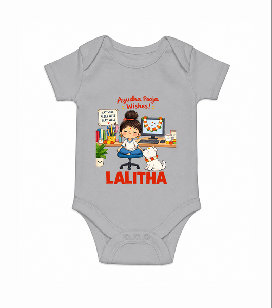 Ayudha Puja Little Creator Romper - GREY - New Born (Chest 14")