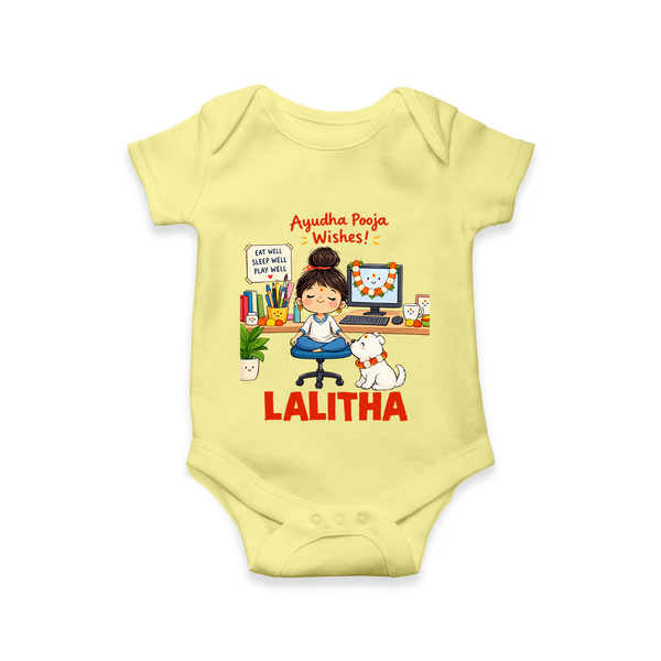 Ayudha Puja Little Creator Romper - PASTEL YELLOW - New Born (Chest 14")