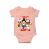 Ayudha Puja Little Creator Romper - PEACH - New Born (Chest 14")