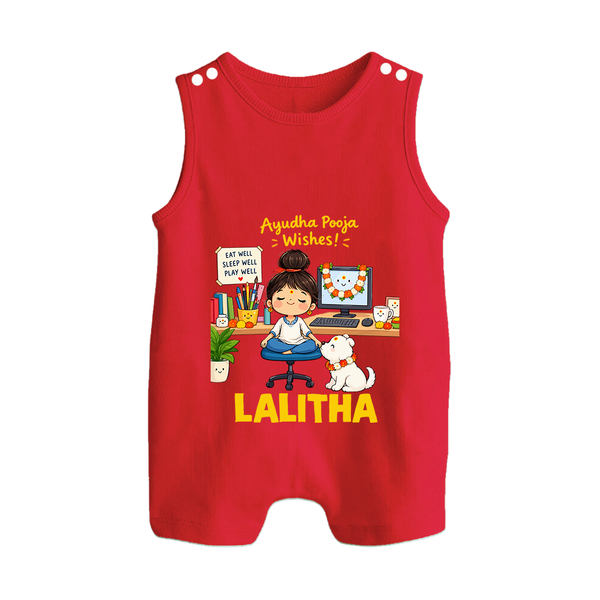 Ayudha Puja Little Creator Button Romper - RED - New Born (Chest 18")