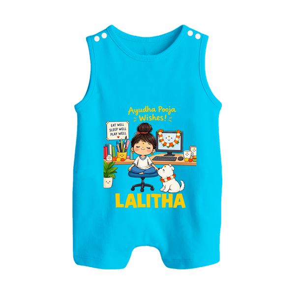 Ayudha Puja Little Creator Button Romper - SKY BLUE - New Born (Chest 18")