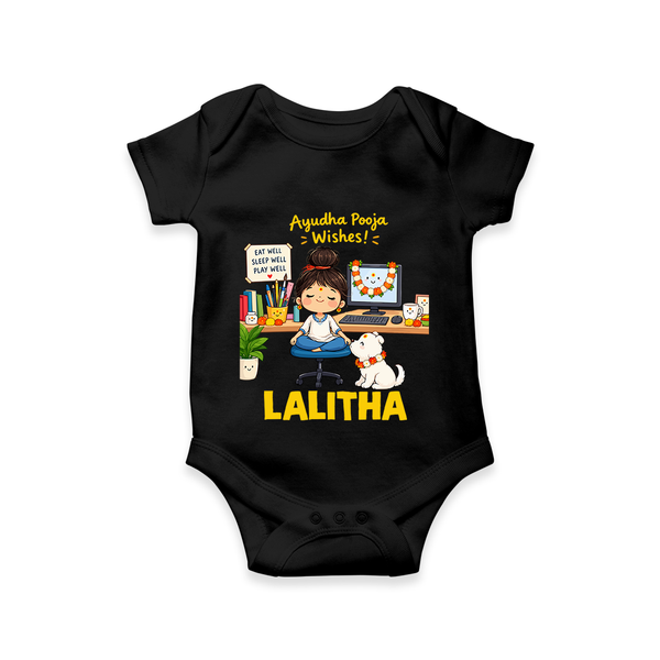 Ayudha Puja Little Creator Romper - BLACK - New Born (Chest 14")
