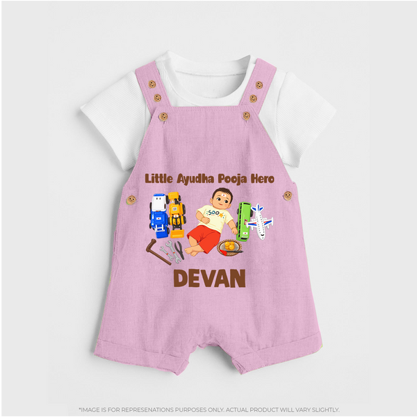 Little Ayudha Puja Hero Dungaree - BABY PINK - 0 - 5 Months Old (Chest 18")