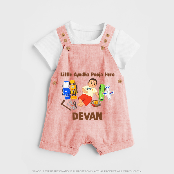 Little Ayudha Puja Hero Dungaree - PEACH - 0 - 5 Months Old (Chest 18")