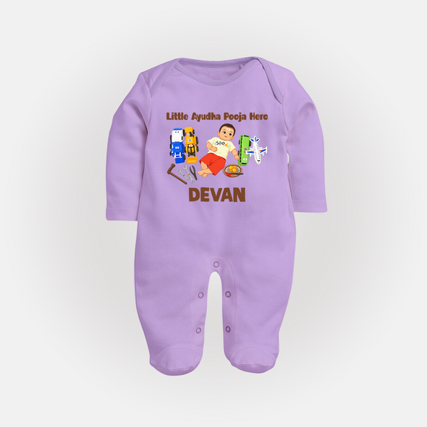 Little Ayudha Puja Hero Full Body Suit - LILAC - New Born (Chest 7.5")