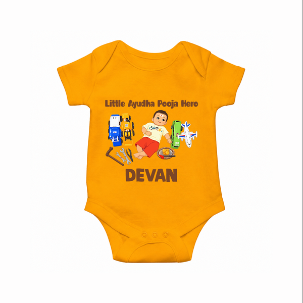 Little Ayudha Puja Hero Romper - CHROME YELLOW - New Born (Chest 14")