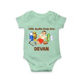 Little Ayudha Puja Hero Romper - MINT GREEN - New Born (Chest 14")