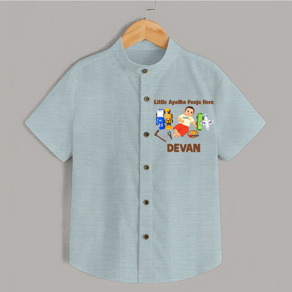 Little Ayudha Puja Hero  Shirt - ARCTIC BLUE - 0 - 6 Months Old (Chest 23")