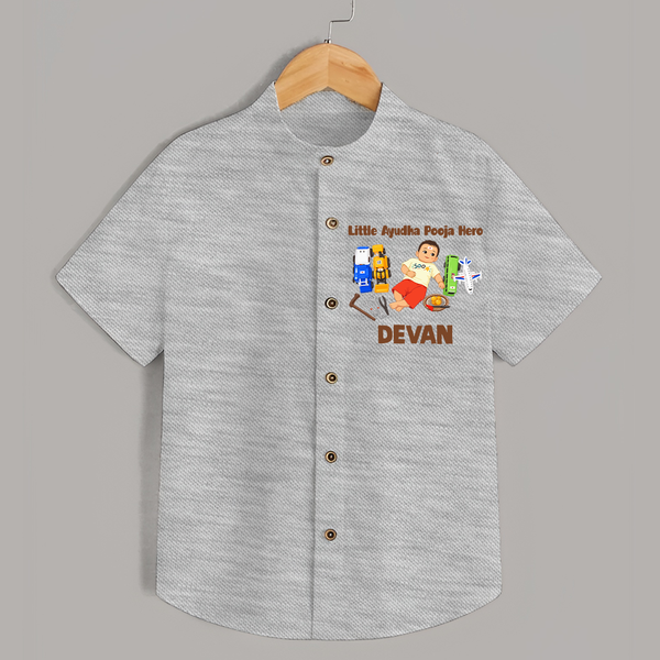 Little Ayudha Puja Hero  Shirt - GREY - 0 - 6 Months Old (Chest 23")