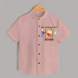 Little Ayudha Puja Hero  Shirt - PEACH - 0 - 6 Months Old (Chest 23")