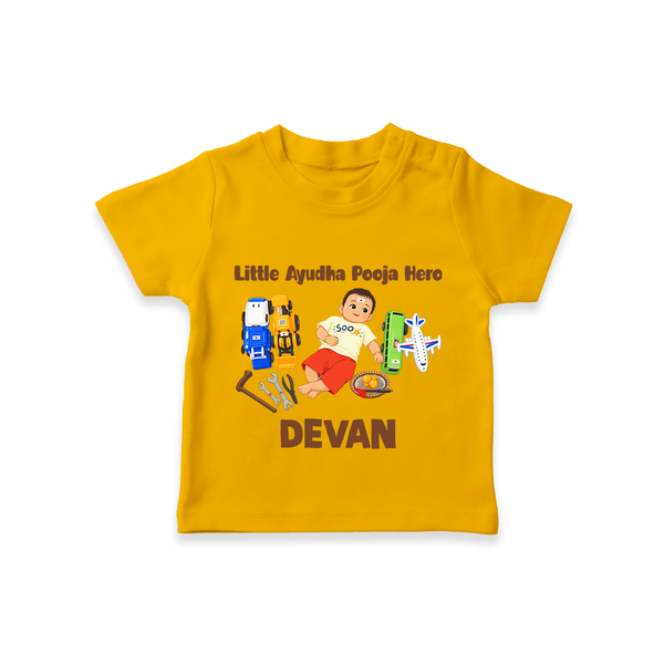 Little Ayudha Puja Hero T Shirt - CHROME YELLOW - 0-5 Months Old (Chest 17")