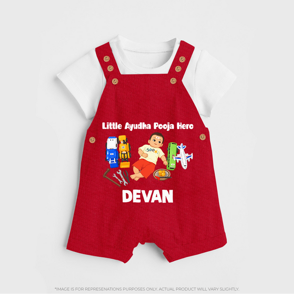 Little Ayudha Puja Hero Dungaree - RED - 0 - 5 Months Old (Chest 18")