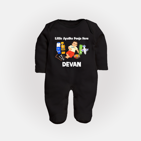 Little Ayudha Puja Hero Full Body Suit - BLACK - New Born (Chest 7.5")