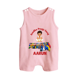 Ayudha Puja Mini Racer Button Romper - BABY PINK - New Born (Chest 18")