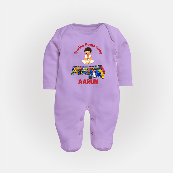Ayudha Puja Mini Racer Full Body Suit - LILAC - New Born (Chest 7.5")